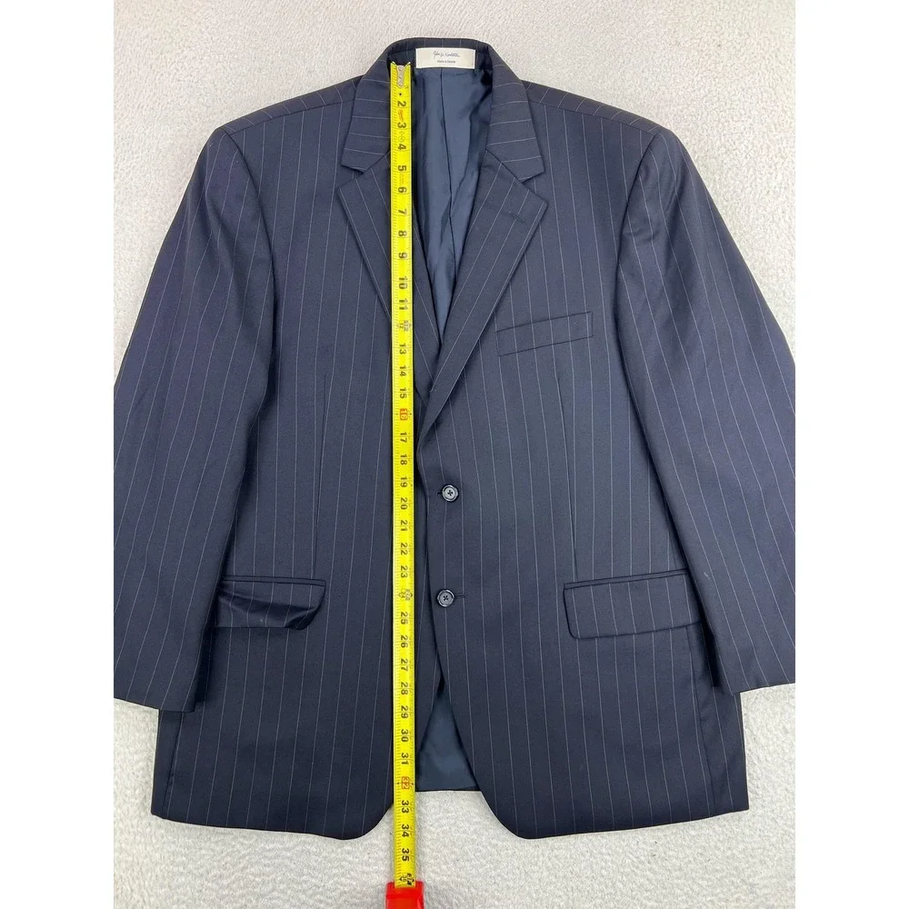 John W. Nordstrom Suit Jacket Mens 46R Blue Pinstripe Loro Piana Wool 2 Button